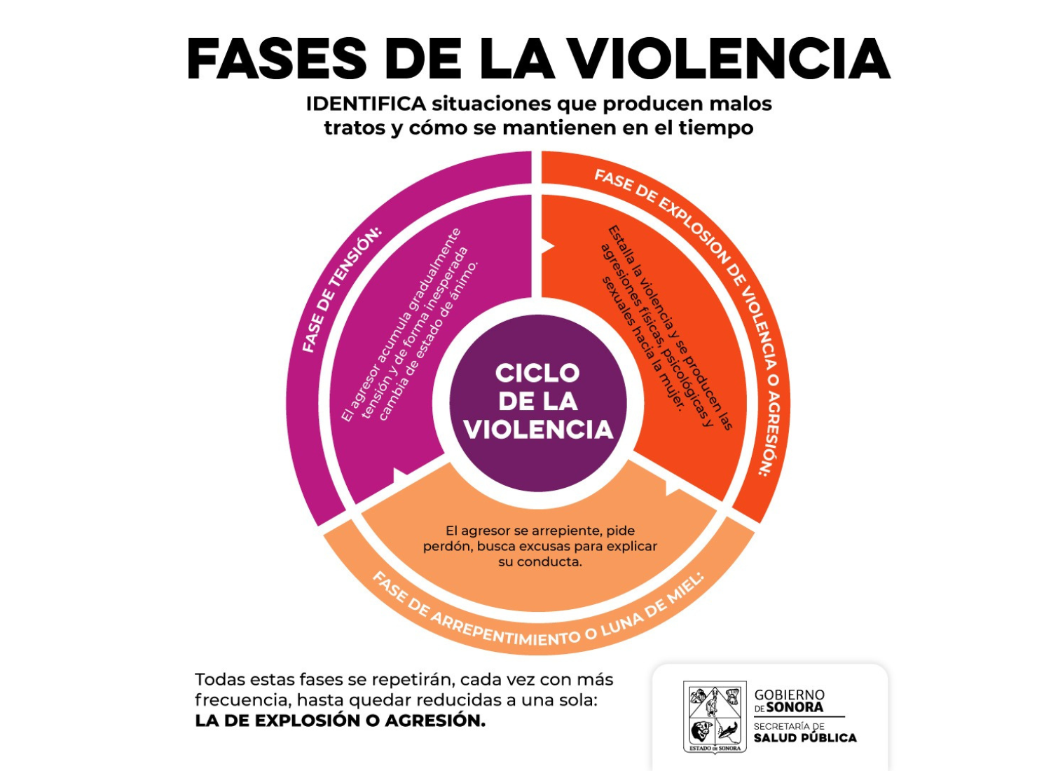 Llama Salud Sonora a reconocer el ciclo de violencia y buscar ayuda