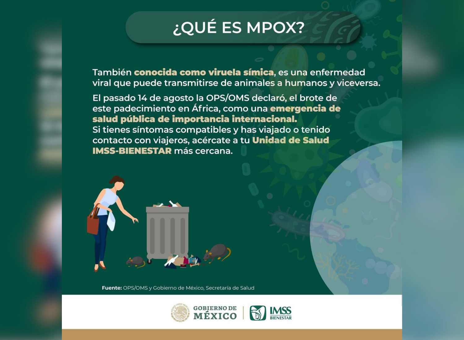 Exhorta IMSS-Bienestar a acudir a unidad de salud ante sospecha de síntomas de Mpox